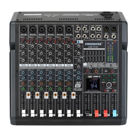 Freeboss-mezclador de Audio profesional ADM-TX104, 10 canales, de 7 bandas con gráfico de 48V, EQ 99, efectos DSP, reproducción USB y grabación 2 AUX, Bluetooth ► Foto 1/6