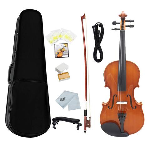 Kit de violín eléctrico EQ de tamaño completo, tablero de madera maciza con caja de arco de violín, Cable de descanso de hombro, cuerdas de colofonia, paño de limpieza, 4/4 ► Foto 1/6