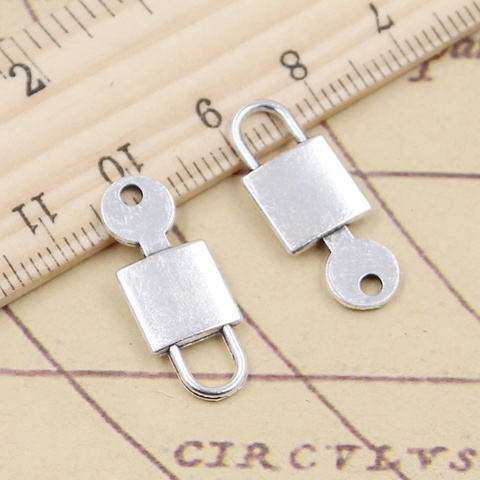 Lote de 20 Uds. De colgantes de plata tibetana para hacer joyas antiguas, Cierre con llave, 25x10mm, DIY, hecho a mano ► Foto 1/1