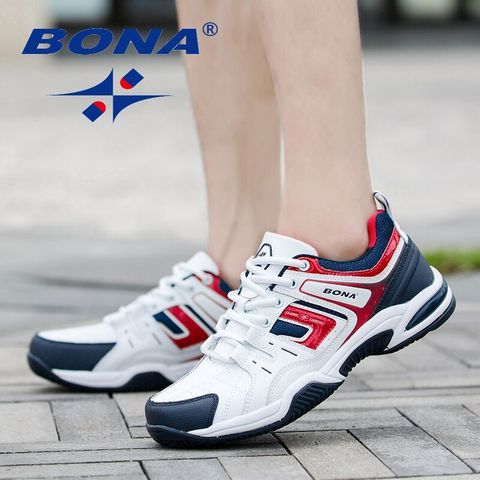 BONA-Zapatillas de correr para hombre, zapatos deportivos con cordones, de cuero, para correr al aire libre, cómodas, zapatos de caminar para hombre ► Foto 1/6