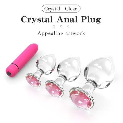 Cristal/rosa/forma de diamante de vidrio con tapón Anal/inserto/joyería/vibrador Anal transparente Butt Plug butplug Dildo juguetes sexuales anales ► Foto 1/6