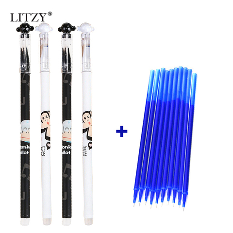 14 unids/lote bolígrafo borrable gato lindo 0,5mm negro Kawaii Gel pluma para regalo de artículos de papelería para estudiantes bolígrafos de oficina escolar suministros de herramientas de escritura ► Foto 1/6