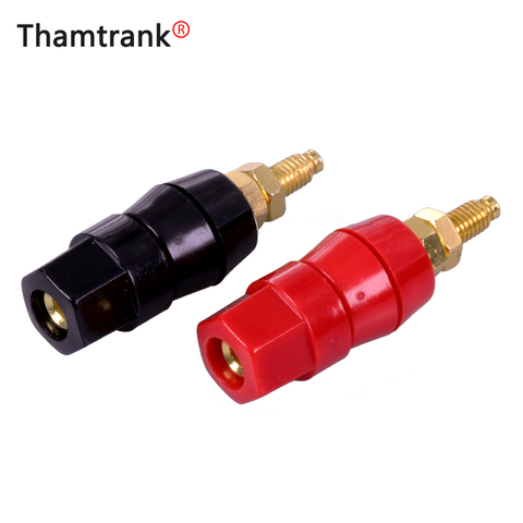 10 unids/lote amplificador de corriente grande de poste de unión Banana chapado en oro 4mm enchufe Jack Terminal de altavoz 5 pares rojo + negro ► Foto 1/6