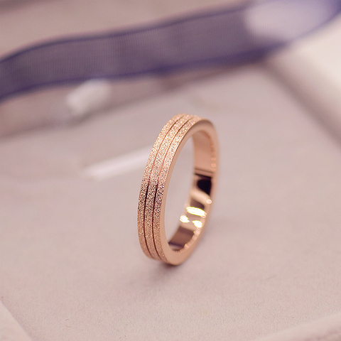 KNOCK-anillo de acero inoxidable para mujer y niña, sortija esmerilada de Color oro rosa de alta calidad, 316 L, joyería que no se decolora ► Foto 1/6