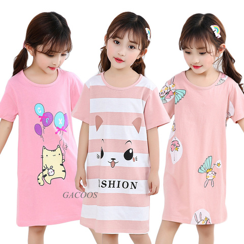 Ropa de moda para niños, vestidos para niñas, pijamas de bebé, camisón de princesa de algodón, camisón de unicornio ► Foto 1/6