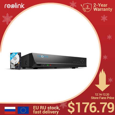 Reolink-cámara ip NVR de 8 canales, grabadora de vídeo H.264, 2TB, HDD, RLN8-410, para Reolink 4MP/5MP/4K, P2P 24/7 ► Foto 1/6