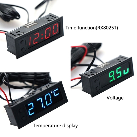 Reloj multifunción para coche, Monitor de voltaje, voltímetro, cc 12V, bricolaje ► Foto 1/6