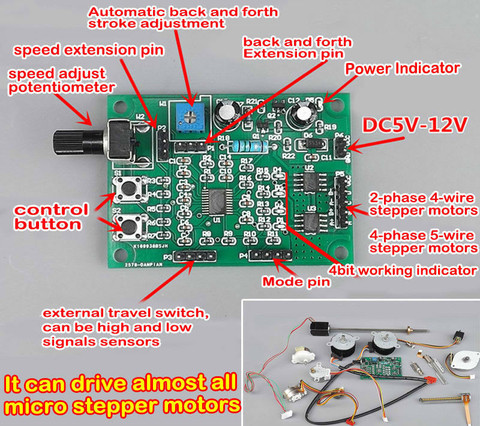 Placa controladora de velocidad multifunción, paso a paso micromotor, módulo interruptor de 2 fases, 4 cables, 4 fases, desaceleración de 5 cables ► Foto 1/6