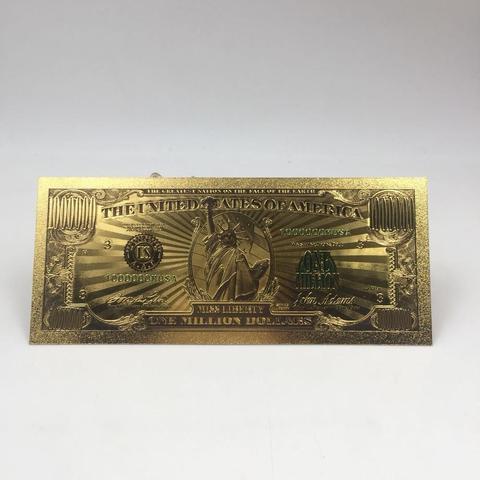 Billetes de banco de 1 millones de dólares de alta calidad, decoración chapado en oro antiguo, recuerdo para decorar el hogar, 1 unidad ► Foto 1/6