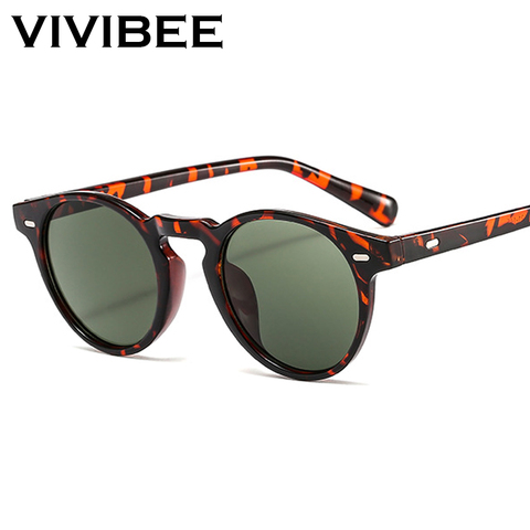 VIVIBEE Retro hombres Plaza gafas de sol Vintage UV400 Marco de leopardo de las mujeres 2022 Anti Glare, diseñador de marca, gafas de sol para verano ► Foto 1/6