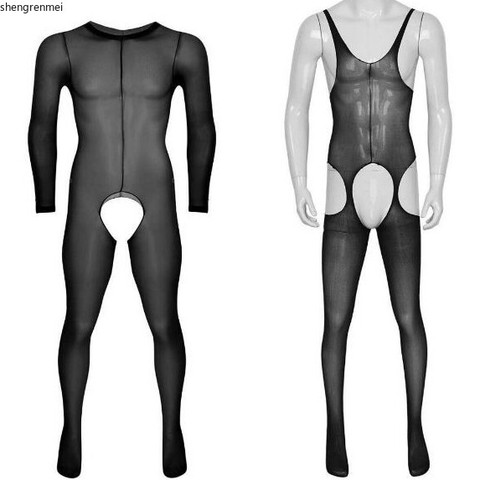 Shengrenmei-ropa interior transparente para hombre, pantimedias corporales sin entrepierna, mono exótico Gay, lencería ► Foto 1/3