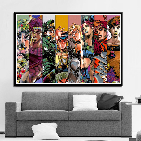 JoJo s Bizarre Adventure Action-póster de chico japonés, pinturas de cómic e impresiones de cuadros artísticos de pared, decoración del hogar, cuadros cuadrados ► Foto 1/6