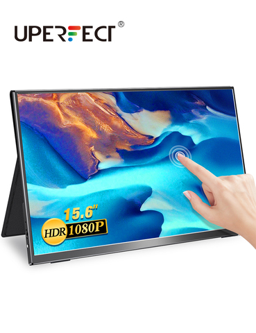 UPERFECT-Monitor portátil con pantalla táctil, pantalla móvil de 15,6 pulgadas, juego sRGB 100%, gama de colores, ángulo de visión fino y amplio ► Foto 1/6