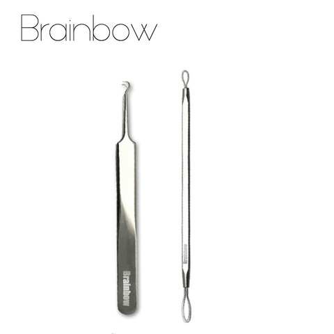 Brainbow 2 unds/pack aguja de cabeza negra del acné pinzas cara cuidado de la piel de la espinilla y mancha removedores de herramientas para belleza Facial limpiador de poros ► Foto 1/6