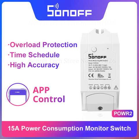 Itead Sonoff Pow R2 15A Wifi Smart Switch con mayor precisión Monitor de uso de energía inteligente Casa de medición de potencia trabaja con Alexa. ► Foto 1/6