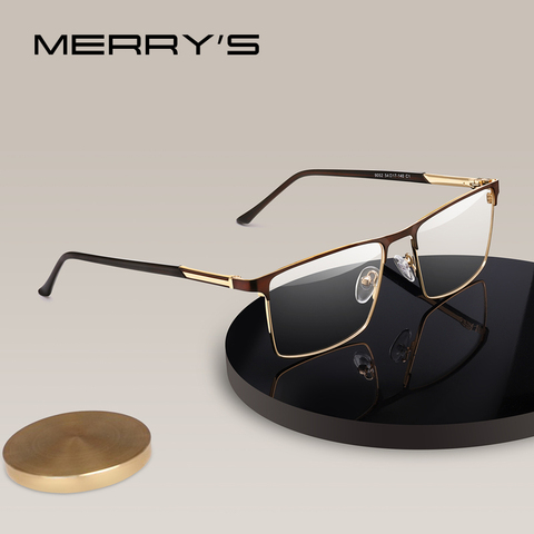 Gafas de lujo de diseño de MERRYS para hombre, montura de gafas de lujo, estilo de negocios óptico, miopía, prescripción de gafas de aleación de hiperopía S2052 ► Foto 1/6