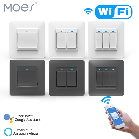 Interruptor DE botón inteligente con WiFi para el hogar, pulsador con 2 vías, MultiControl, 1/2/3 entradas, desmontable, para Smart Life, Tuya, Alexa y Google Home ► Foto 1/6