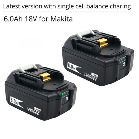 Herramientas Eléctricas de iones de litio BL1860, 18V, 6A, batería recargable para Makita BL1830, BL1840, BL1850 con nueva protección de equilibrio de celda única ► Foto 1/6