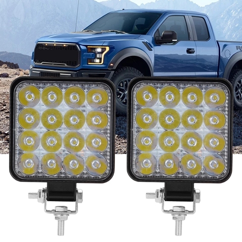 Barra de luz Led de 48w foco cuadrado de 16bar, luz de trabajo, todoterreno, 12V, 24V, para coche, camión, 4x4, 4WD, coche, SUV, ATV, novedad ► Foto 1/6