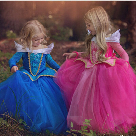 5 6 7 8 9 10 años vestido para niñas Cosplay de Halloween Bella Durmiente vestidos de princesa disfraz de Navidad Fiesta niños ropa para niños ► Foto 1/6