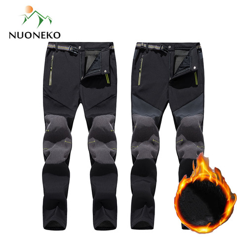 NUONEKO hombres nuevos de invierno pantalones de senderismo hombres cálido polar Softshell impermeable a prueba de viento pantalones de Trekking al aire libre pantalones de esquí PM44 ► Foto 1/6