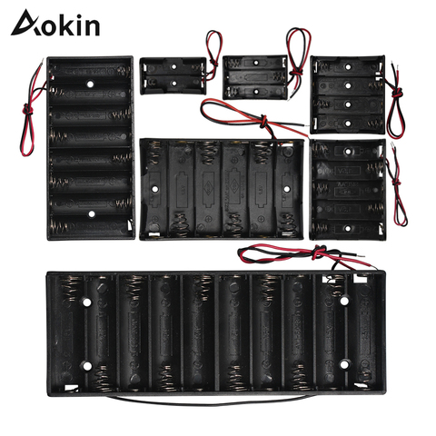 Caja de soporte de batería de tamaño AA, 2, 3, 4, 5, 6, 8 y 10 ranuras con cables, e interruptor sin tapa, organizador de baterías, almacenamiento de plástico, 1 ud. ► Foto 1/6