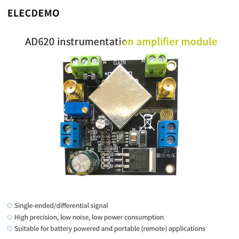 AMPLIFICADOR DE voltaje AD620, módulo de amplificador diferencial de un solo extremo/diferencial, amplificador de instrumentación de señal pequeña ► Foto 1/3