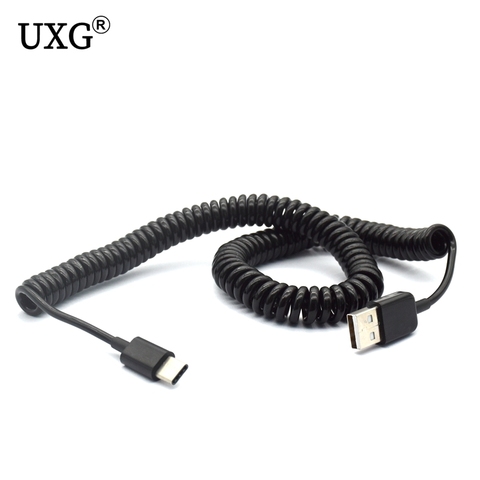 Cable USB tipo C en espiral para Samsung Galaxy S10, S9, S8 Plus, USB-C de carga rápida, Cable de cargador de extensión retráctil ► Foto 1/6