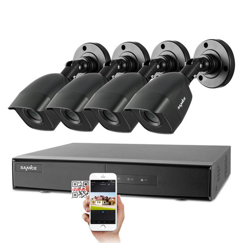 SANNCE-Sistema de videovigilancia 5 en 1 para exteriores, Kit de cámara de seguridad de 4 canales, DVR 1080P, impermeable, día/noche, 4 Uds. ► Foto 1/6