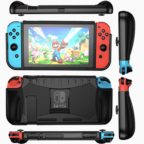 Nintendo Switch-carcasa protectora de TPU para Nintendo Switch, 2 soportes para tarjetas, mango ergonómico, refrigeración a prueba de golpes ► Foto 1/6