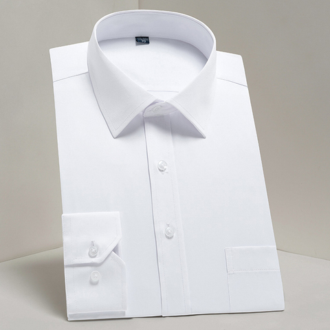 Los hombres Casual Slim Fit botón abajo camisa de vestir de manga larga de negocios sólido de sarga superior Formal Simple diseño básico de trabajo camisas de oficina ► Foto 1/6