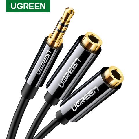 Ugreen-Cable de Audio divisor para auriculares, 3,5mm, macho a 2 Jack hembra, adaptador divisor de 3,5mm, Cable auxiliar para reproductor MP3 iPhone, Samsung ► Foto 1/6