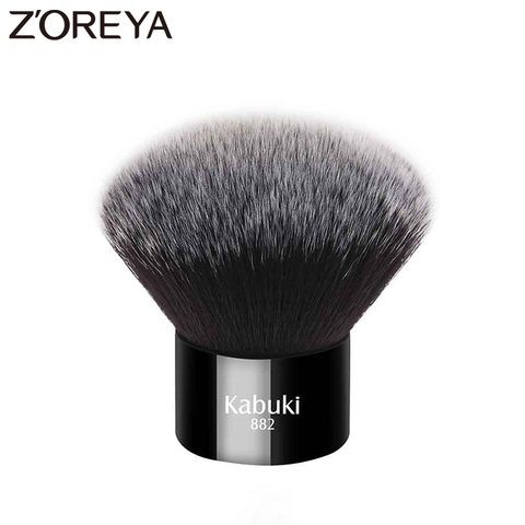 Zoreya de las mujeres de la marca de moda cepillo Kabuki negro suave pelo sintético herramientas de maquillaje para rostro portátil para llevar y fácil de usar ► Foto 1/5