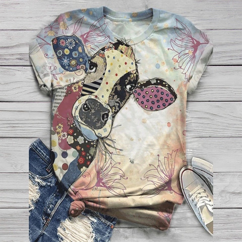 Camiseta de mujer harajuku, tops de mujer 2022 de talla grande, camiseta de manga corta con estampado Animal en 3D y cuello redondo, camiseta para mujer ► Foto 1/6