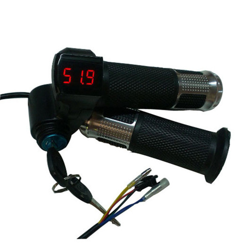 Empuñadura de acelerador para bicicleta eléctrica, accesorio de ajuste de velocidad de 12V-96V con pantalla de bloqueo de llave y batería ► Foto 1/6