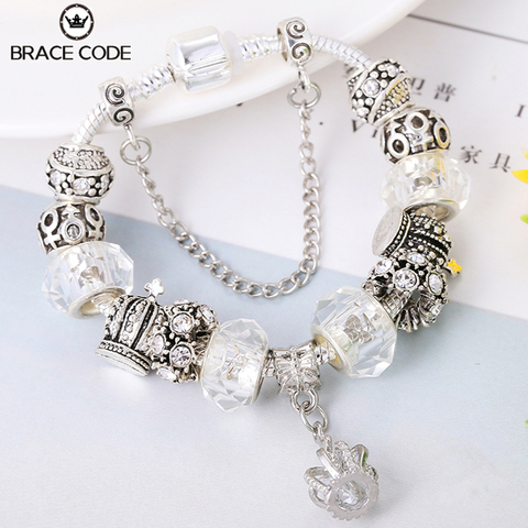 Pulsera y brazalete con abalorio de corona Noble Original con cuentas de cristal, brazalete de Pandoro para mujer, regalo de joyería de moda DIY ► Foto 1/6