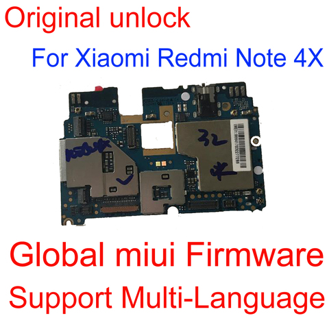 Desbloqueado Junta placa base para Xiaomi redmi nota 4X Nota 4 versión Global 3gb + 32GB Snapdragon 625 placa base note4X ► Foto 1/3