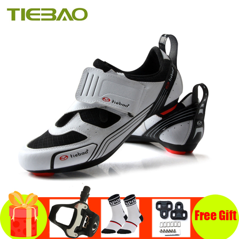 Tiebao-zapatos de Ciclismo de carretera transpirables con autosujeción para hombre y mujer, Zapatillas para Ciclismo de triatlón, SPD-SL ► Foto 1/6