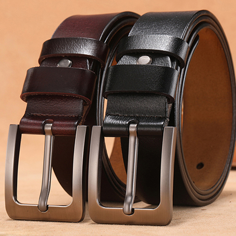 150 170cm cinturón de ocio de cuero genuino para hombres hebilla de Pin Retro buena calidad cinturones de gran tamaño para hombres lujo diseñador cinturón regalos para hombres ► Foto 1/6