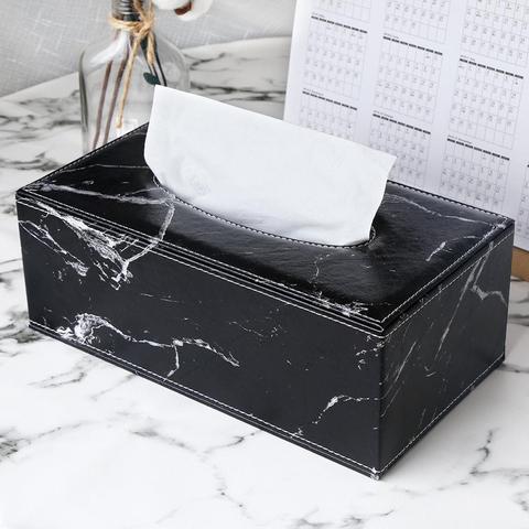 Ever Perfect Modern Marble rectángulo caja de pañuelos de piel sintética servilleta papel higiénico funda, dispensador de soporte decoración del hogar ► Foto 1/6