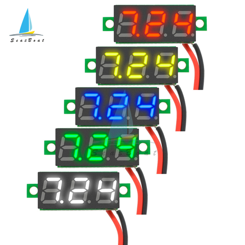 0,28 pulgadas 2/3 alambre LED voltímetro Digital DC 2,5 V-30V DC 0-100V medidor de voltaje para Auto móvil Detector de prueba de voltaje ► Foto 1/6