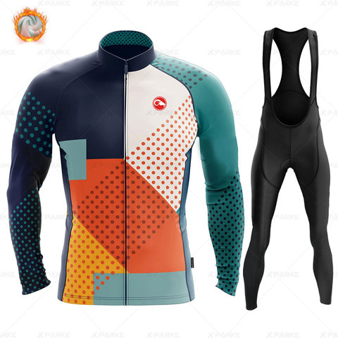 Nuevo Invierno Polar térmica conjunto Ropa de Ciclismo Jersey de hombres traje de deporte montando bicicleta Ropa de Ciclismo de montaña babero pantalones cálidos Ropa de Ciclismo ► Foto 1/6