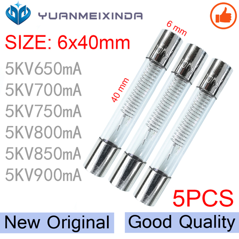 5KV microondas especial fusible de Horno 6*40mm 0.65A 0.7A 0.75A 0.8A 0.85A 0.9A 1A fusible de tubo de vidrio 5000V 700MA 6x40mm de alta presión fusible ► Foto 1/6