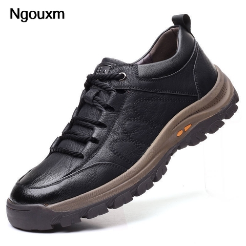 Ngouxm primavera Otoño Invierno zapatillas de deporte de los hombres casuales de la PU de cuero de encaje-plano con más zapatos tamaño 39-44 ► Foto 1/6