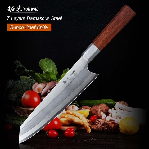 TURWHO-cuchillo de Chef de 8 pulgadas, cuchillos de cocina japoneses, herramienta para rebanar vegetales de acero inoxidable, cuchillo Santoku, cuchillos ► Foto 1/6