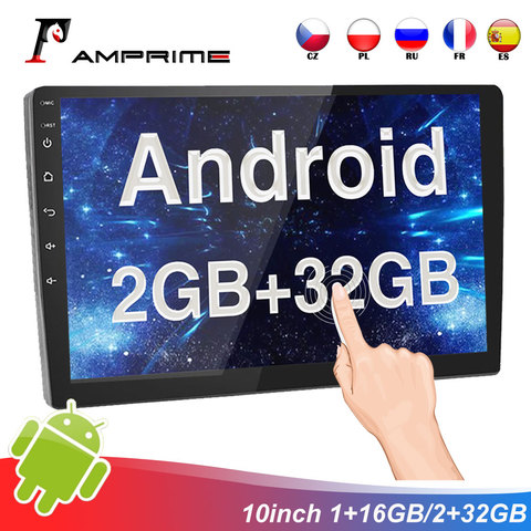 AMPrime-radio Multimedia con Gps para coche, radio con navegador, Android, 2 Din, 10,1 pulgadas, 2 GB + 32 GB, estéreo para coche, WiFi, Bluetooth, cámara trasera ► Foto 1/6