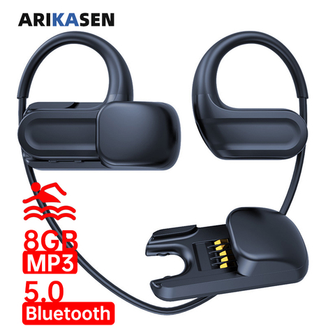 Arikasen-reproductor de música con Bluetooth, auriculares con micrófono de memoria de 8GB, deportivos, para correr, MP3, 8H, compatible con audio sin pérdidas FLAC, resistente al agua ► Foto 1/6