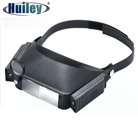 Lupa para casco iluminada a tres manos, banda para la cabeza con luz 1,8x 2,3x 3,7x 4,8x, doble lente ► Foto 1/6