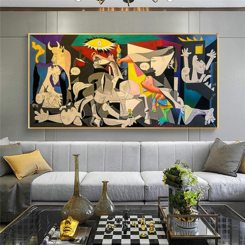 Guernica-Cuadro en lienzo de Picasso, reproducciones, pósteres de pared famosos, impresiones artísticos, imágenes de Picasso, decoración de pared para el hogar ► Foto 1/6