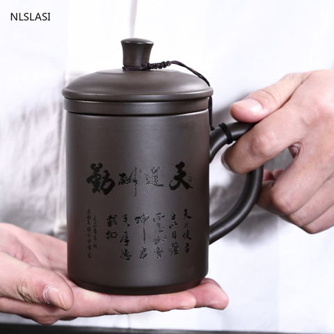 Yixing-juego de té hecho a mano con filtro de Revestimiento de arcilla púrpura, tazas de té para viaje, de té chino Ceremonia, Oficina ► Foto 1/6